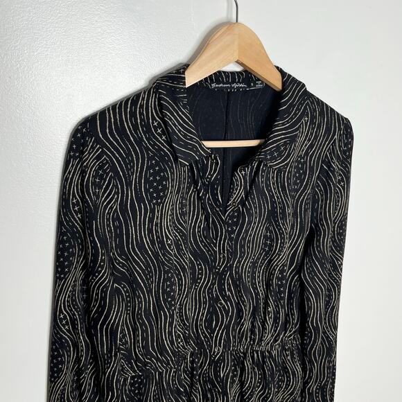 Gudrun Sjoden Long Sleeve Snap Button Shirt Dress Womens Small Black Lagenlook - Picture 3 of 10